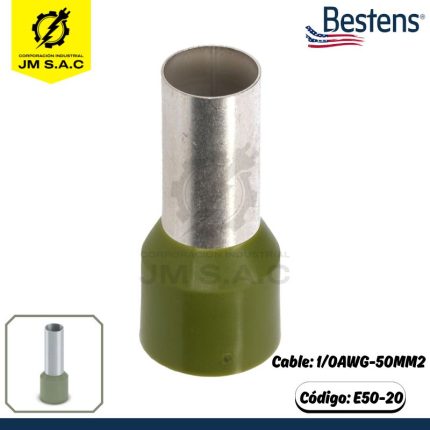 TERMINAL SOBREMOLDEADO SIMPLE 1/0AWG-50MM2 VERDE OLIVA DIM.20.0 X 100U