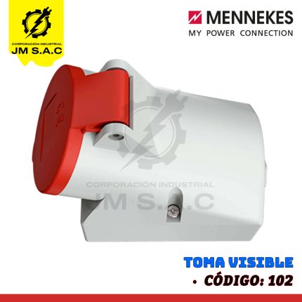 TOMA VISIBLE DE 16AMP 2P+T 415V ROJO 9H IP44