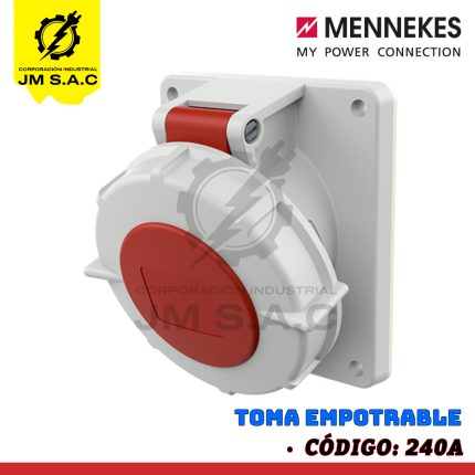 TOMA EMPOTRABLE DE 32AMP 3P+N+T 415V ROJO 6H IP67