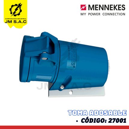 TOMA VISIBLE DE 16AMP 2P+T 250V AZUL 6H IP44 LIBRE HALÓGENO