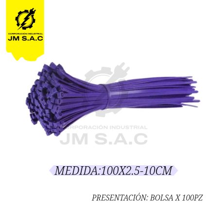 CINTILLO DE NYLON 100X2.5MM-10CM MORADO UL X 100PZ