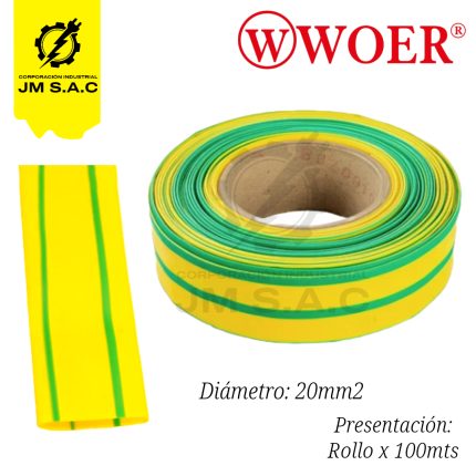 MANGA TERMOCONTRAIBLE F20MM AMAR/VERDE 3/4 X 100MTS