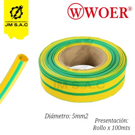 MANGA TERMOCONTRAIBLE F5MM AMAR/VERDE 3/16 X 100MTS