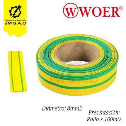 MANGA TERMOCONTRAIBLE F8MM AMAR/VERDE 5/16 X 100MTS