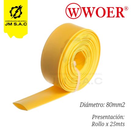 MANGA TERMOCONTRAIBLE F80MM AMARILLO 3 120°C X 25MTS