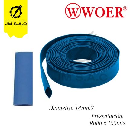 MANGA TERMOCONTRAIBLE F14MM AZUL 1/2 50MM X 100MTS
