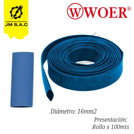 MANGA TERMOCONTRAIBLE F16MM AZUL 5/8 70MM X 100MTS