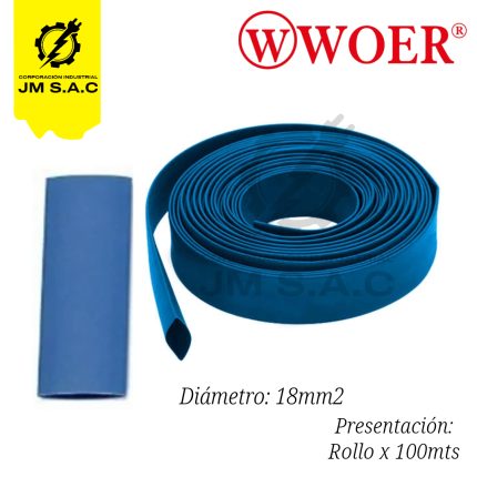MANGA TERMOCONTRAIBLE F18MM AZUL 3/4 95MM X 100MTS