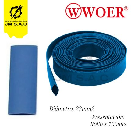 MANGA TERMOCONTRAIBLE F22MM AZUL 3/4 150MM X 100MTS