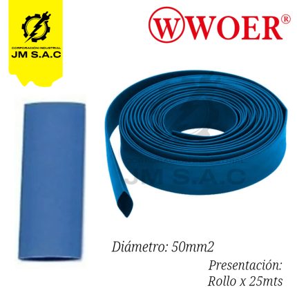 MANGA TERMOCONTRAIBLE F50MM AZUL 2" 500MM X 25MTS