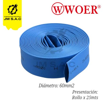 MANGA TERMOCONTRAIBLE F60MM AZUL 2" 120°C X 25MTS