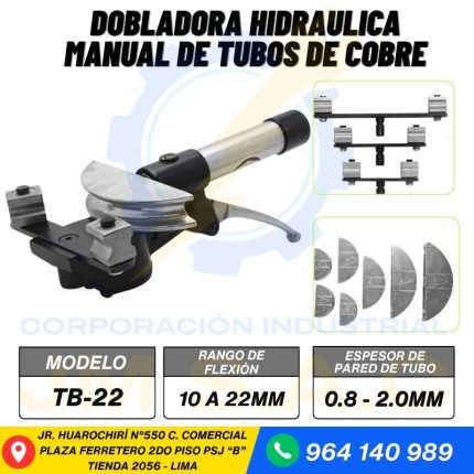 DOBLADORA HIDRAULICA MANUAL PARA TUBO DE COBRE 10-22mm