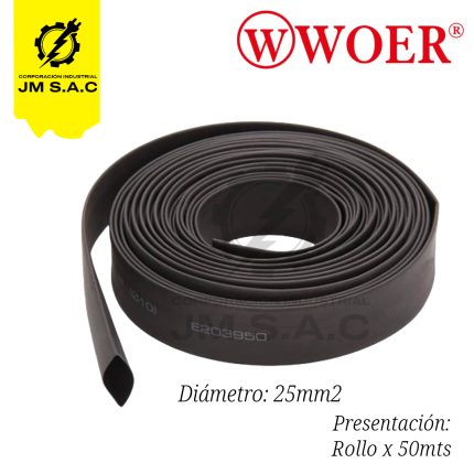 MANGA TERMOCONTRAIBLE F25MM NEGRO 1 185MM X 50MTS