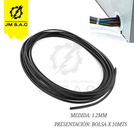 PROTECTOR DE BANDEJA-MATAFILO BUJE MÓVIL DIMEN.1.2MM NEGRO X 10MTS