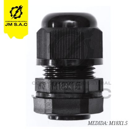 PRENSAESTOPA DE NYLON TIPO MILIMÉTRICO M18 NEGRO IP68 UL