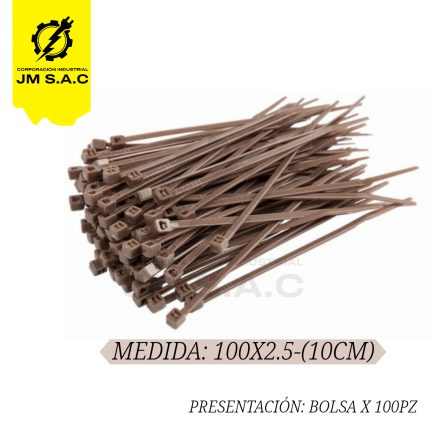 CINTILLO DE NYLON 100X2.5MM-10CM MARRÓN UL X 100PZ