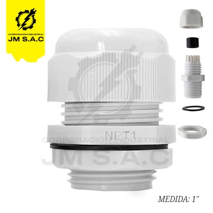 PRENSAESTOPA DE NYLON TIPO NPT 1 BLANCO IP68 UL