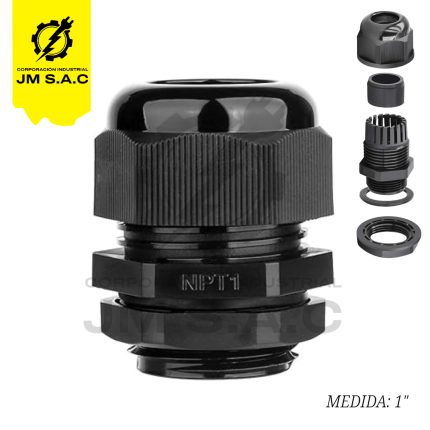 PRENSAESTOPA DE NYLON TIPO NPT 1 NEGRO IP68 UL