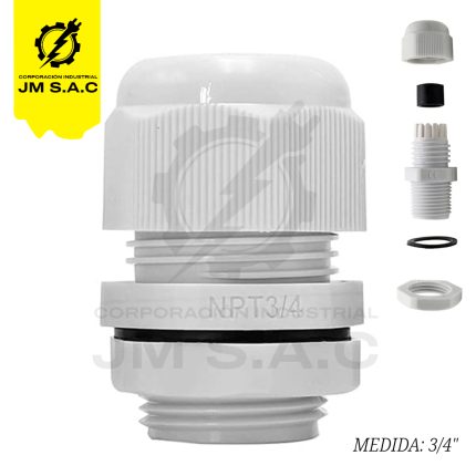 PRENSAESTOPA DE NYLON TIPO NPT 3/4 BLANCO IP68 UL