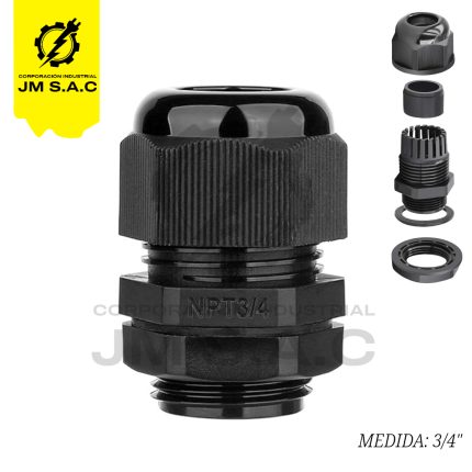 PRENSAESTOPA DE NYLON TIPO NPT 3/4 NEGRO IP68 UL