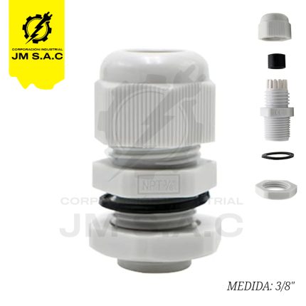 PRENSAESTOPA DE NYLON TIPO NPT 3/8 BLANCO IP68 UL