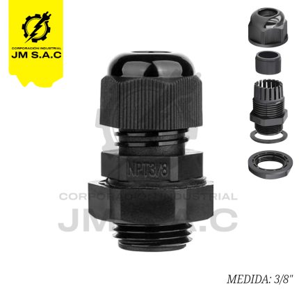 PRENSAESTOPA DE NYLON TIPO NPT 3/8 NEGRO IP68 UL