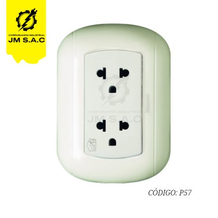 TOMACORRIENTE DUPLEX UNIVERSAL 2P+T MARFIL 15/16A 250V (P57) BTICINO