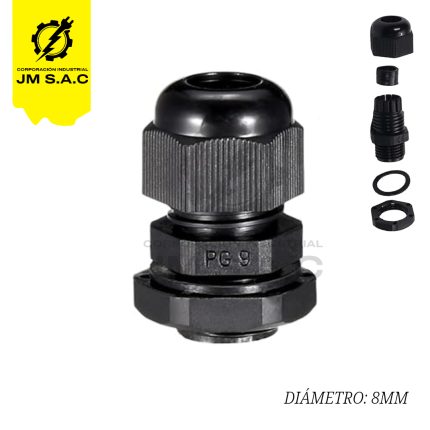 PRENSAESTOPA DE NYLON TIPO PG9 NEGRO IP68 UL