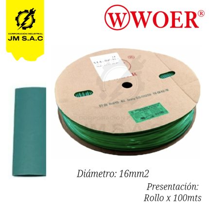 MANGA TERMOCONTRAIBLE F16MM VERDE 5/8 70MM X 100MTS