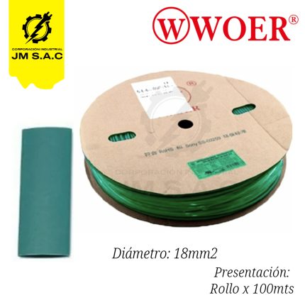 MANGA TERMOCONTRAIBLE F18MM VERDE 3/4 95MM X 100MTS