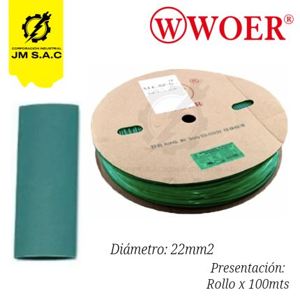 MANGA TERMOCONTRAIBLE F22MM VERDE 3/4 150MM X 100MTS