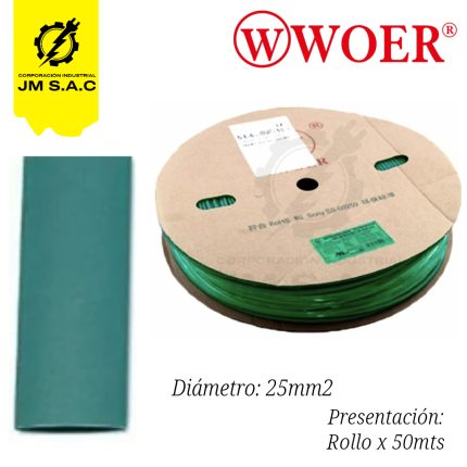 MANGA TERMOCONTRAIBLE F25MM VERDE 1" 185MM X 50MTS