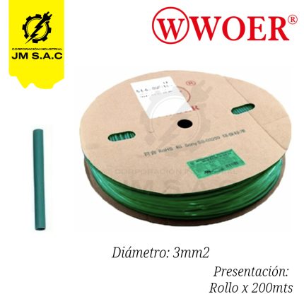 MANGA TERMOCONTRAIBLE F3MM VERDE 1/8 16AWG X 200MTS