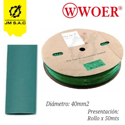MANGA TERMOCONTRAIBLE F40MM VERDE 11/2 400MM X 50MTS