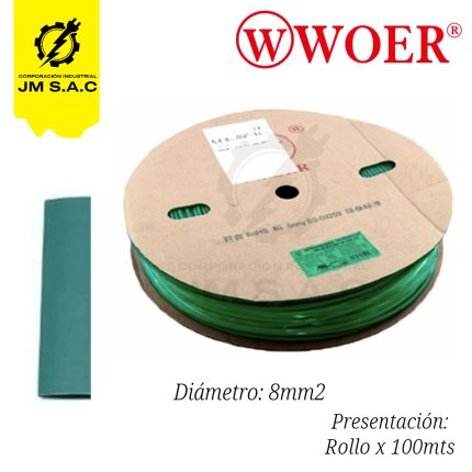 MANGA TERMOCONTRAIBLE F8MM VERDE 5/16 16MM X 100MTS