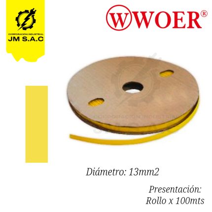 MANGA TERMOCONTRAIBLE F13MM AMARILLO 1/2 50MM X 100MTS