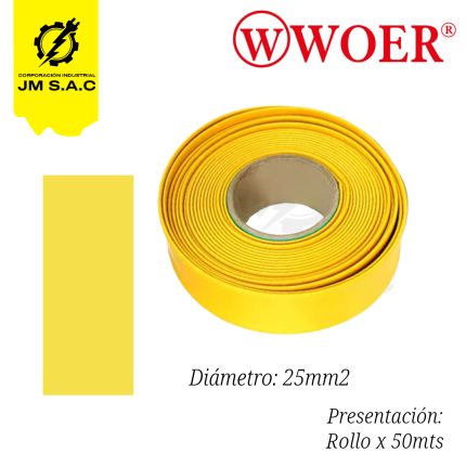 MANGA TERMOCONTRAIBLE F25MM AMARILLO 1" 185MM X 50MTS