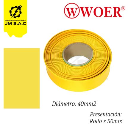 MANGA TERMOCONTRAIBLE F40MM AMARILLO 11/2 400MM X 50MTS