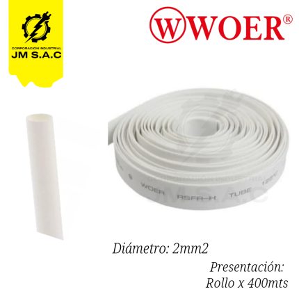 MANGA TERMOCONTRAIBLE F2MM BLANCO 3/32 20AWG X 400MTS
