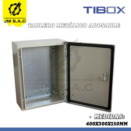 TABLERO METÁLICO ADOSABLE 400X300X150MM CON PLACA IP66 RAL 7035