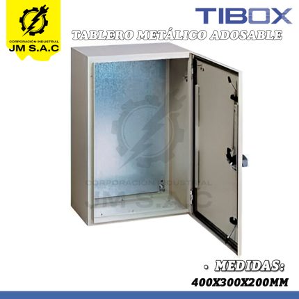 TABLERO METÁLICO ADOSABLE 400X300X200MM CON PLACA IP66 RAL 7035