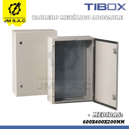 TABLERO METÁLICO ADOSABLE 600X400X200MM CON PLACA IP66 RAL 7035