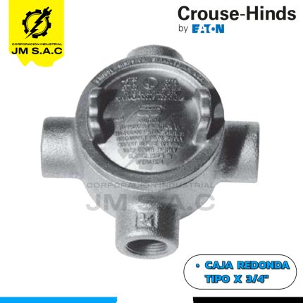 CAJA DE DERIVACION REDONDA TIPO X 3/4 CON TAPA CL1.DIV1 UL