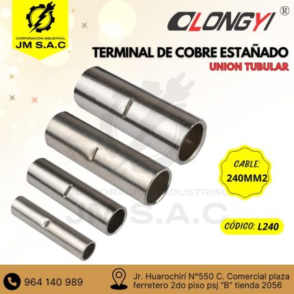 TERMINAL UNIÓN TUBULAR 240MM2 DE COBRE ESTAÑADO