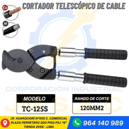 CORTADOR MANUAL DE CABLE COBRE Y ALUMINIO 120MM2 CON MANGO TELESCÓPICO