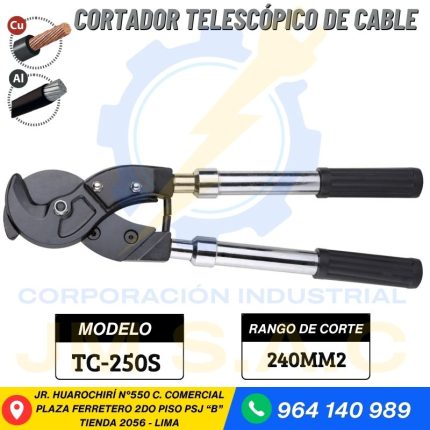 CORTADOR MANUAL DE CABLE COBRE Y ALUMINIO 240MM2 CON MANGO TELESCÓPICO