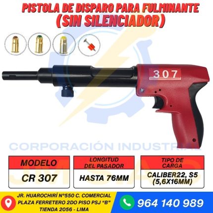 PISTOLA DE DISPARO PARA FULMINANTE CALIBRE 22 (SIN SILENCIADOR) COLOR ROJO